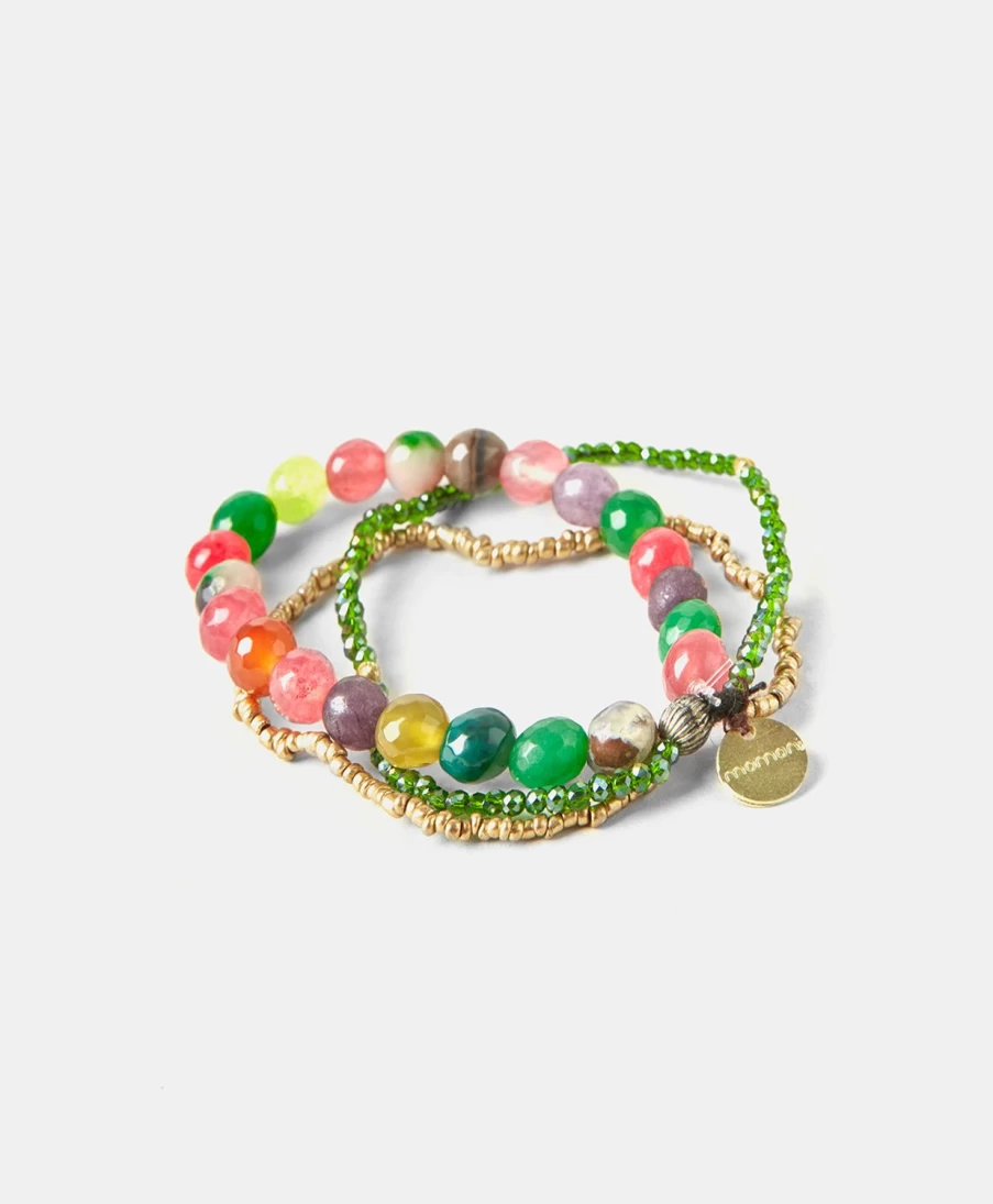 Momoni Women's Pastel Multicolor Beaded Lace Bracelet - Elegant Handmade Jewelry