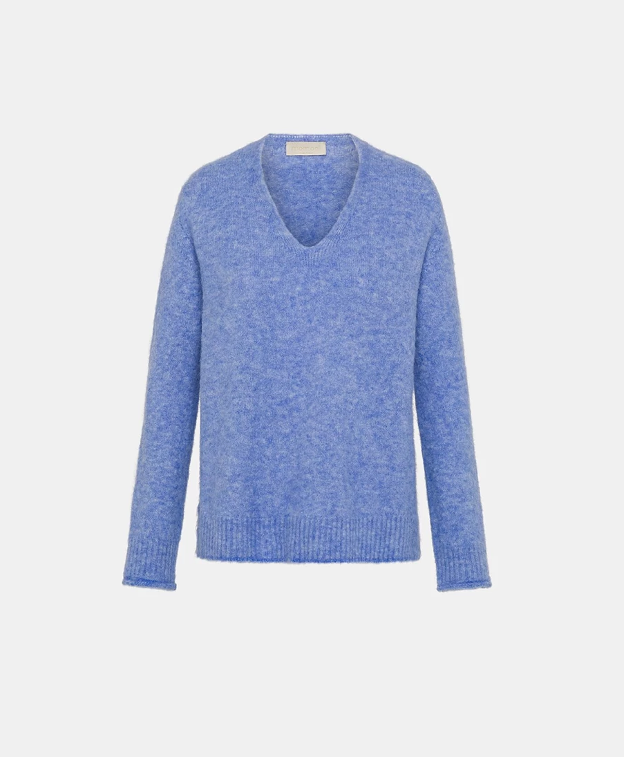 Momoni Women's Cerulean Ostrya Knitwear - Fleece-Effect Baby Alpaca Sweater