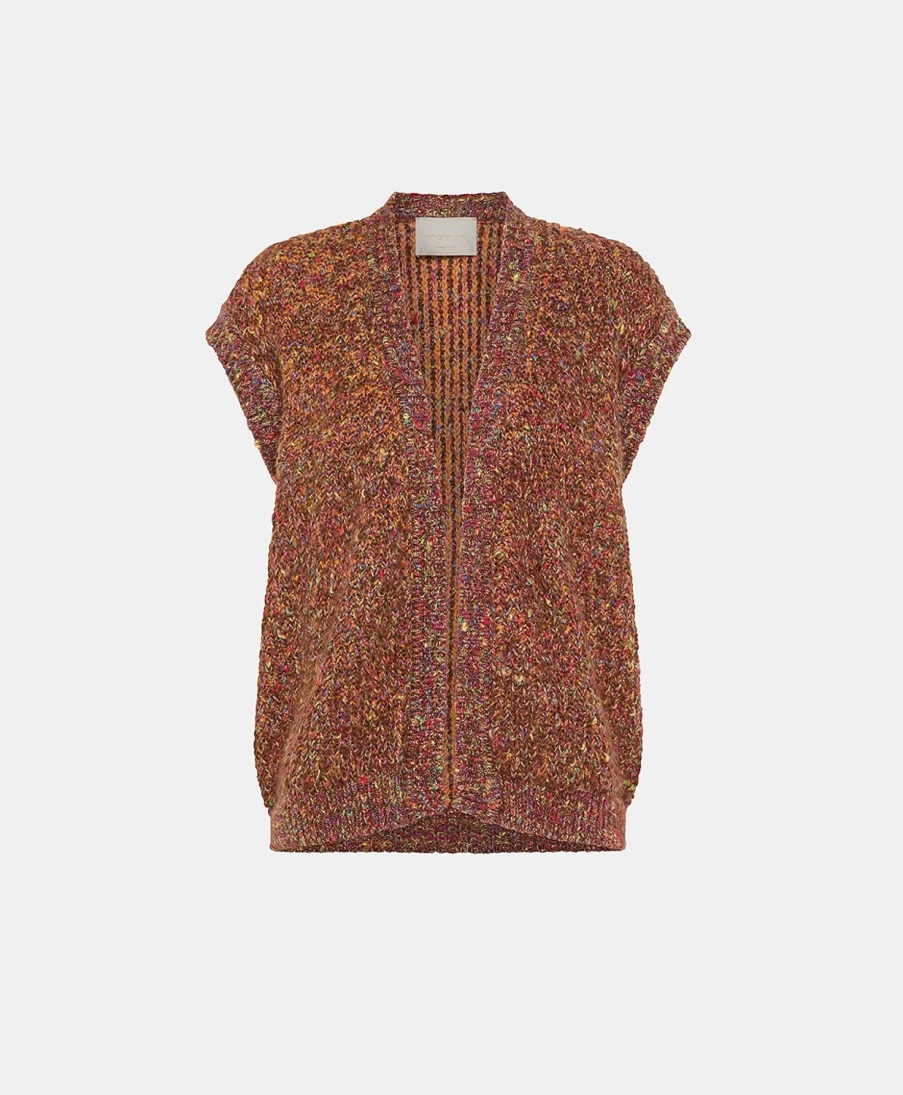 Momoni Women's Brown/Orange Burnout Loup Vest Gilet