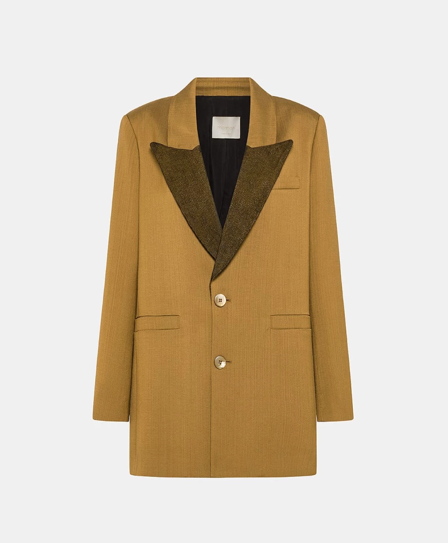 Momoni Women's Elegant Viscose Wool Jacket in Cigar Brown - Germain Style Coat