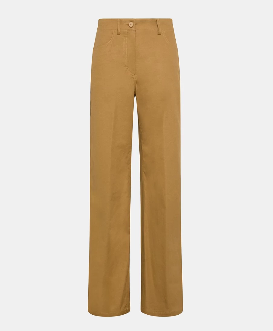 Momoni Women's Olivia Stretch Gabardine Pant in Caramel - Comfortable High-Waisted Trousers