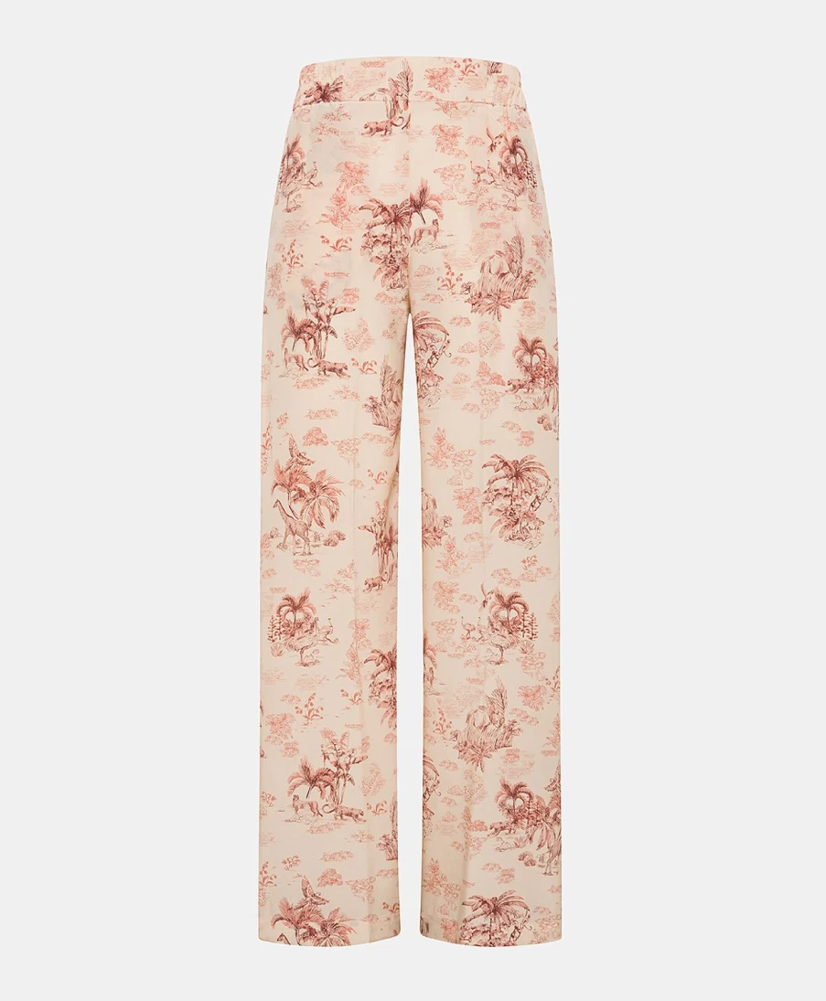 Momoni Women's Baccarat Crepe De Chine Pant in Rose & Dark Cherry - Elegant High-Waisted Trousers