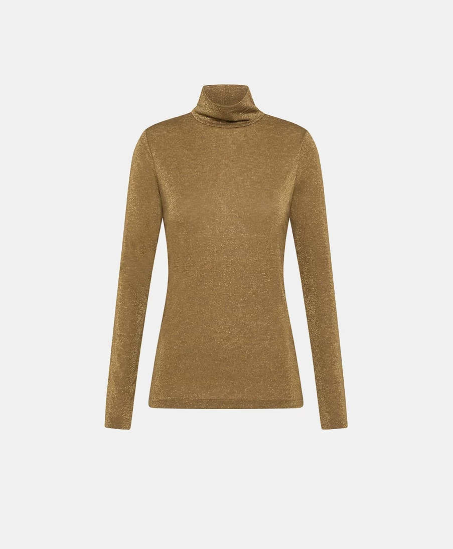 Momoni Women's Rodolphe Lurex Jersey Tshirt in Cigar Brown