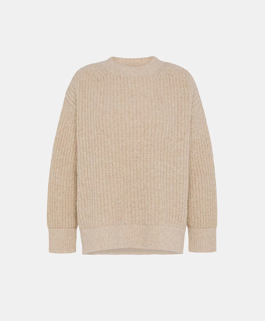 Momoni Women's Powder Pink Ribbed Lurex Knitwear - Gatien Style Pullover