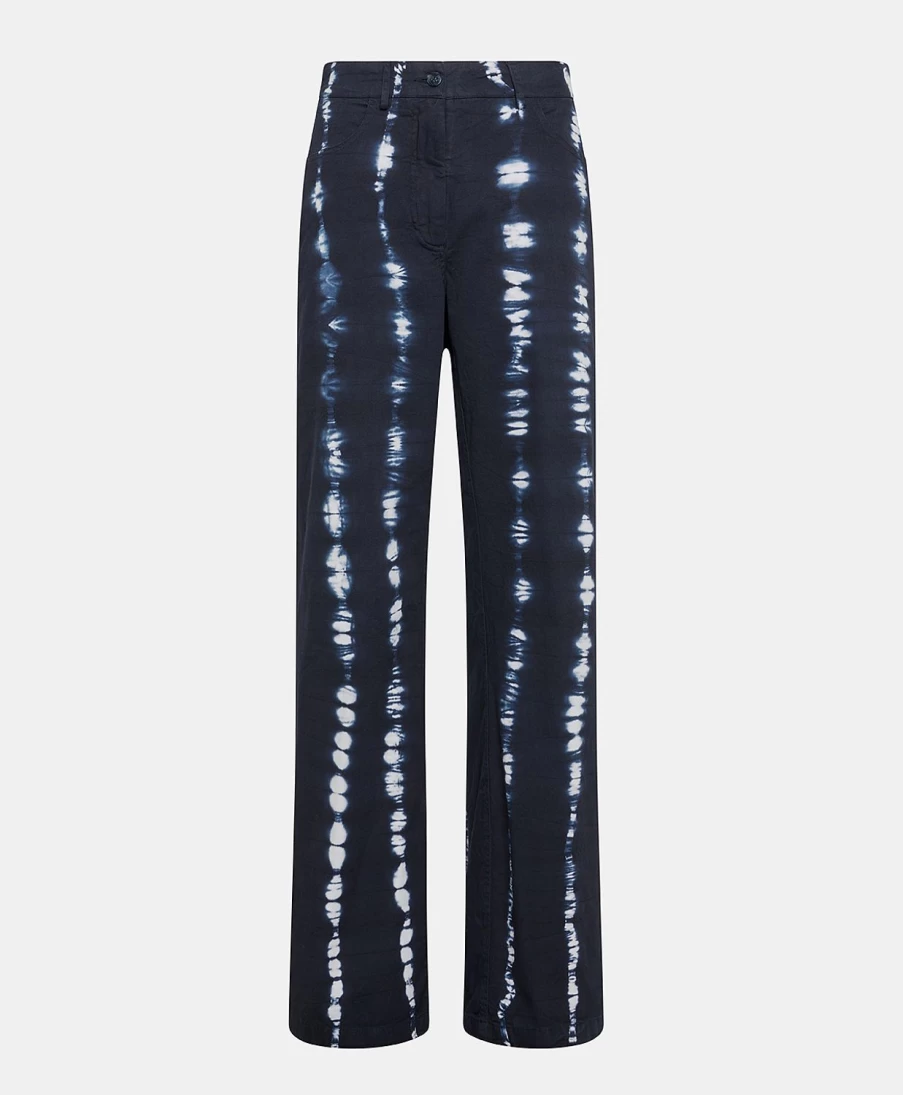 Momoni Women's Tie-Dye Gabardine Pants - Ink Wash Olivia Style High-Waisted Trousers