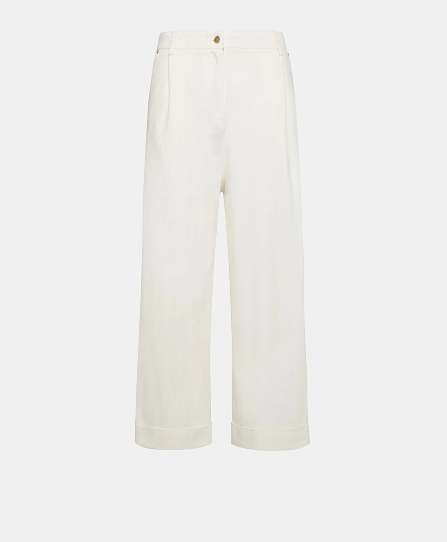Momoni Women's Grecale Denim Pants in Cream - High-Waisted Casual Jeans