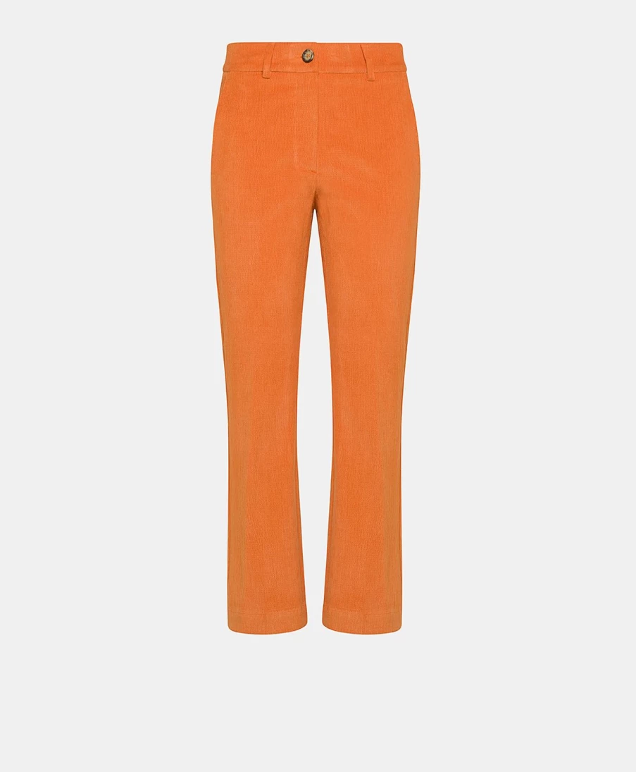 Momoni Women's Indra Stretch Ribbed Cotton-Modal Pant in Orange
