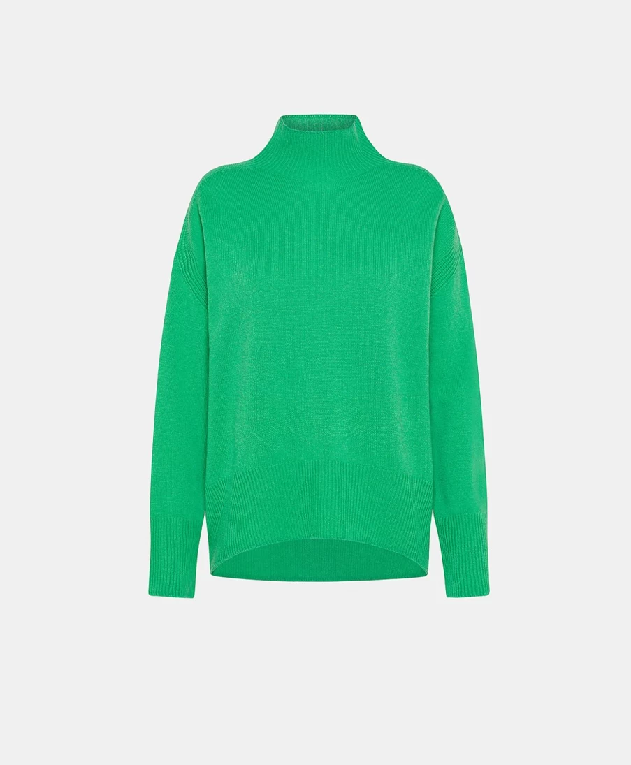 Momoni Women's Grass Green Plain Knitwear - Soft Wool/Cashmere Blend Cozy Sweater