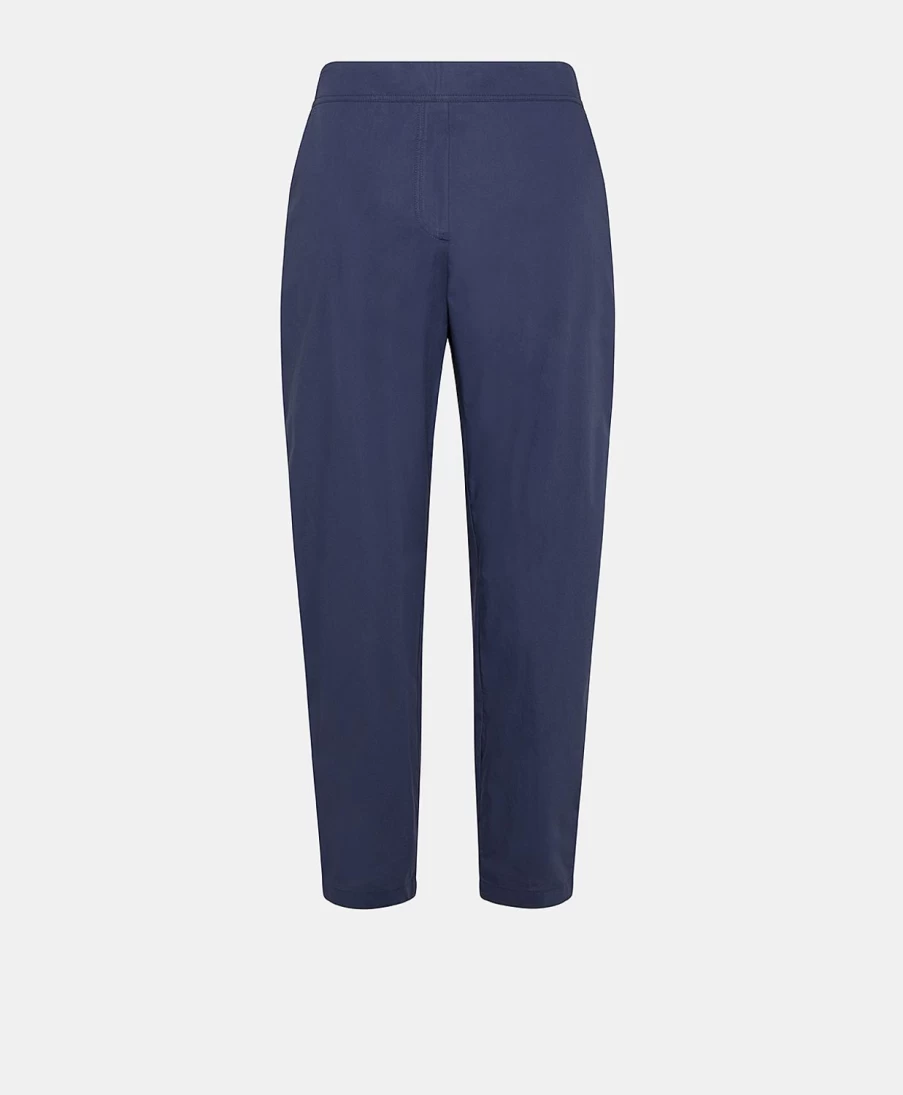 Momoni Women's Blue Poplin Idaho Pants - Lightweight Summer Casual Trousers
