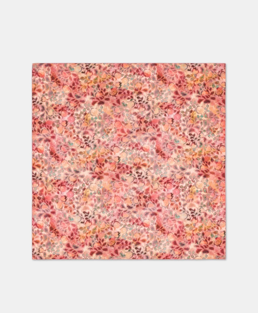 Momoni Women's Multicolor Pink Printed Silk Twill Foulard Scarf