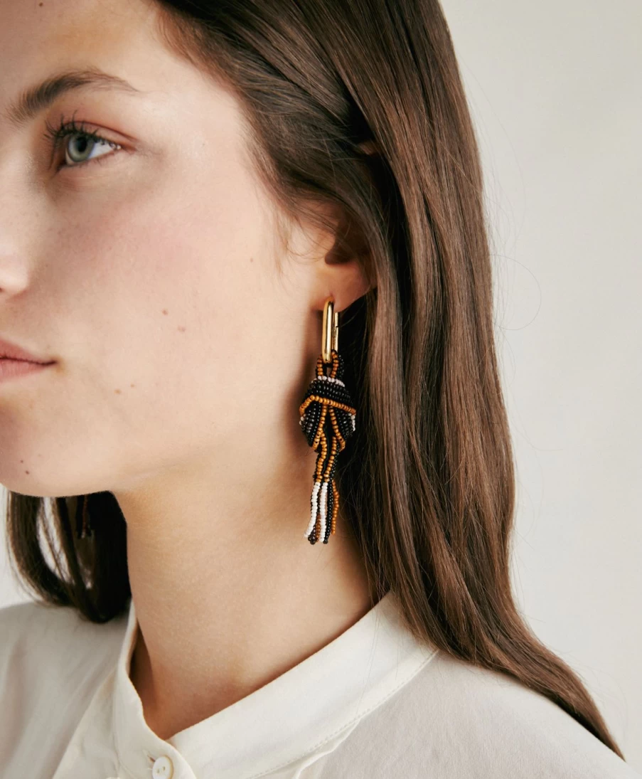 Momoni Women's Nodu Beaded Earrings in Cocoa & Multicolour Design
