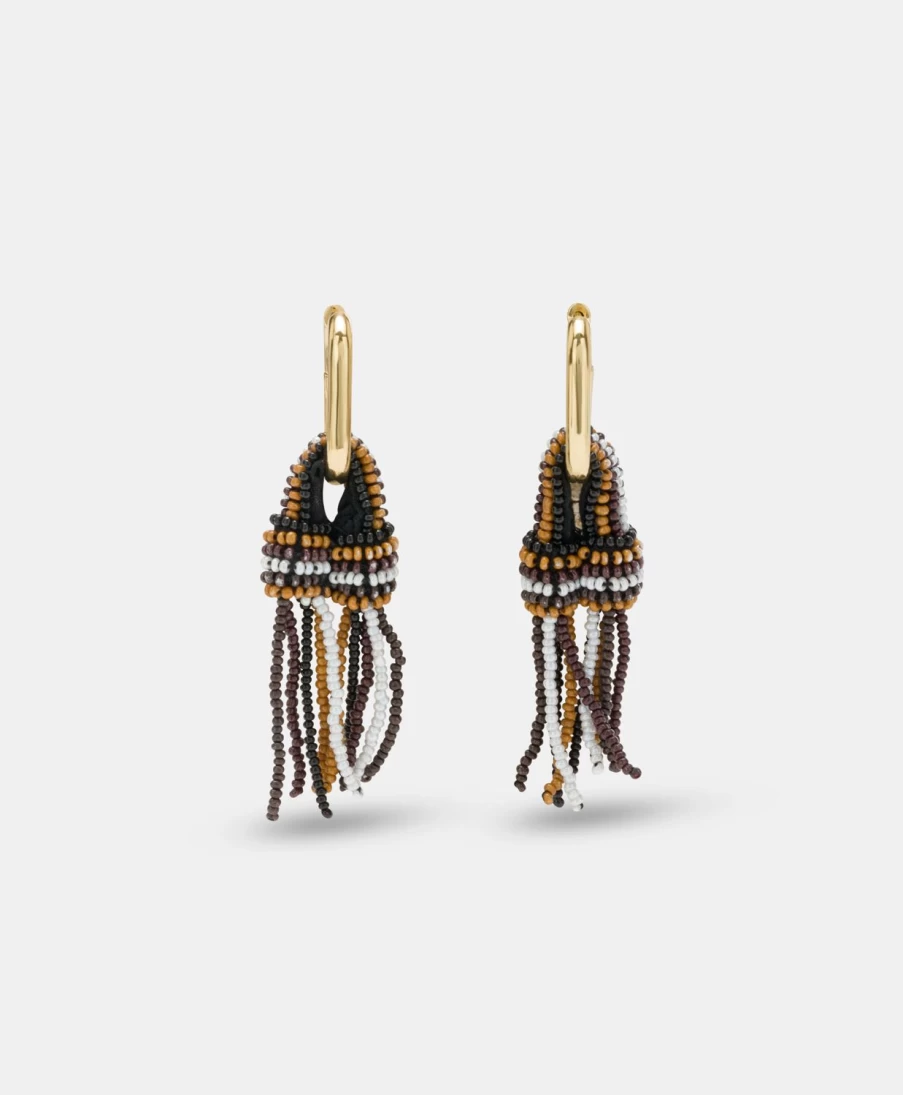 Momoni Women's Nodu Beaded Earrings in Cocoa & Multicolour Design