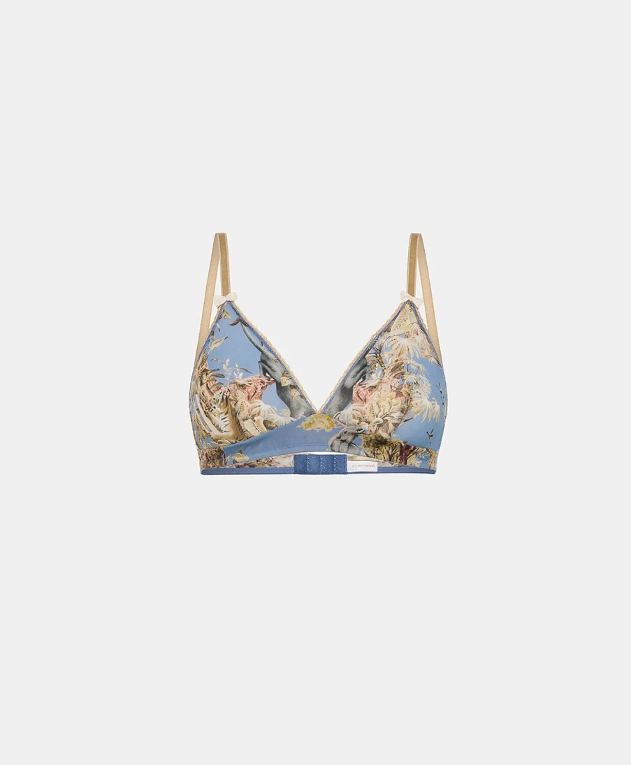 Momoni Women's Cerulean Blue & Multicolour Printed Nylon Tutu Bra - Stylish Comfort