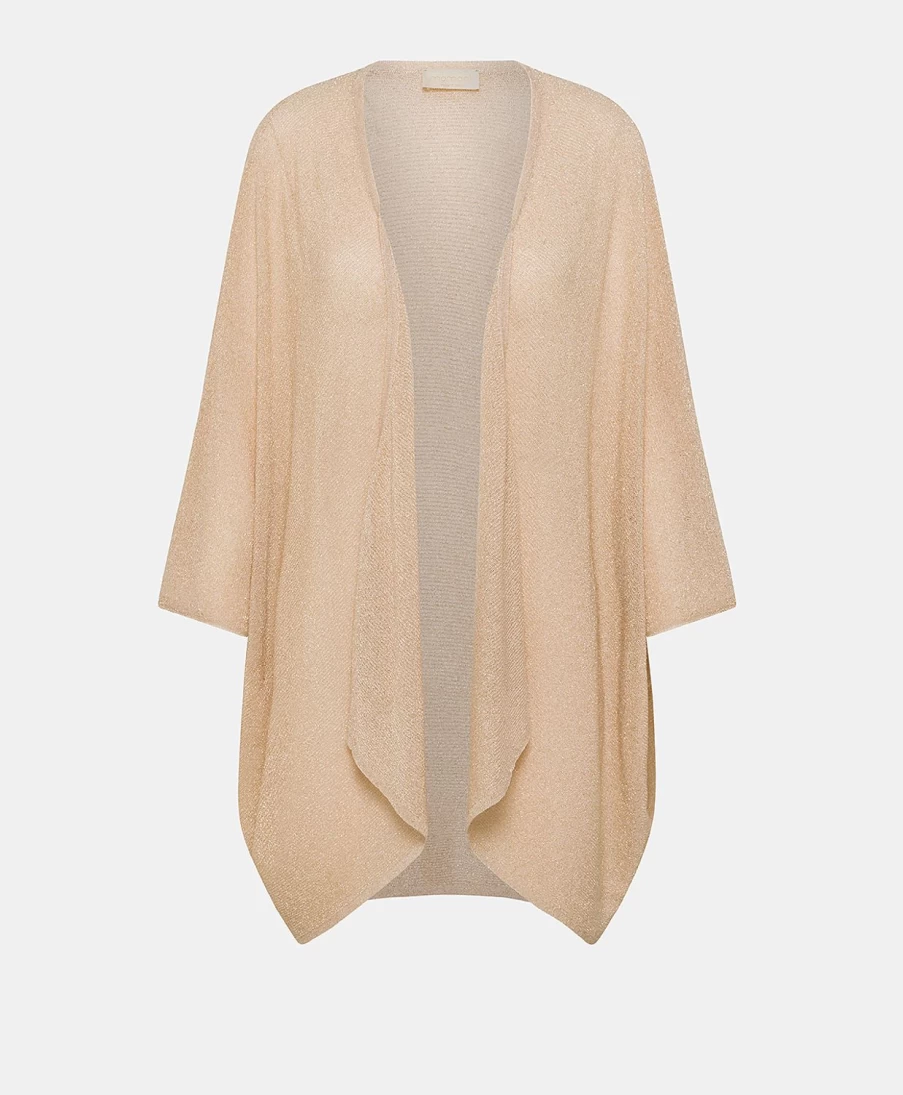 Momoni Women's Divina Cardigan - Lurex Ribbed Knit in Powder Pink