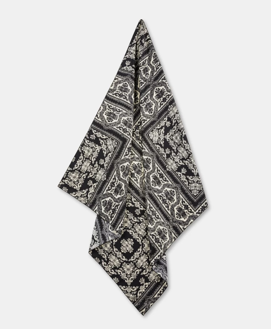 Momoni Women's Benoit Printed Silk Twill Foulard Scarf - Black & Optical White Fashion Accessory