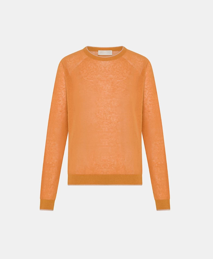Momoni Women's Orange Linen Rio Knitwear - Soft Breathable Summer Top