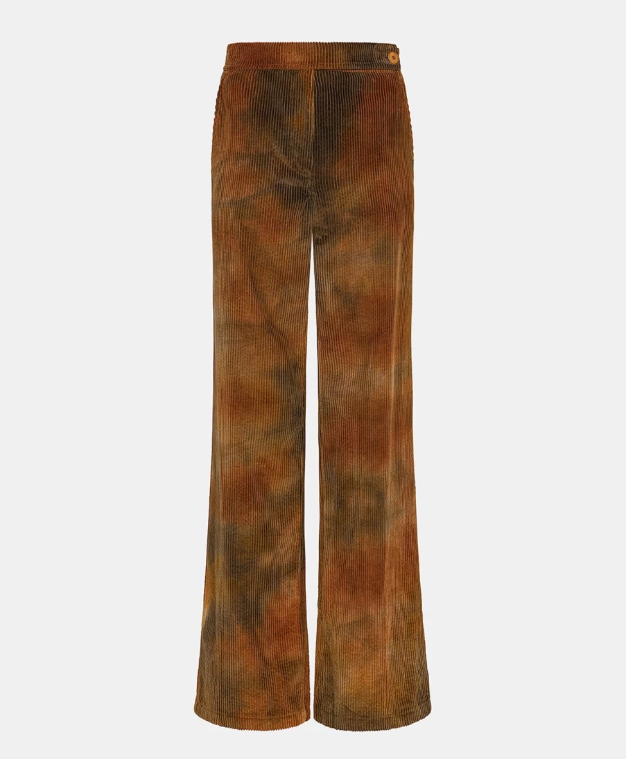 Momoni Women's Ismael Tie-Dye Corduroy Pants - Multicolor Burnt Bohemian Style