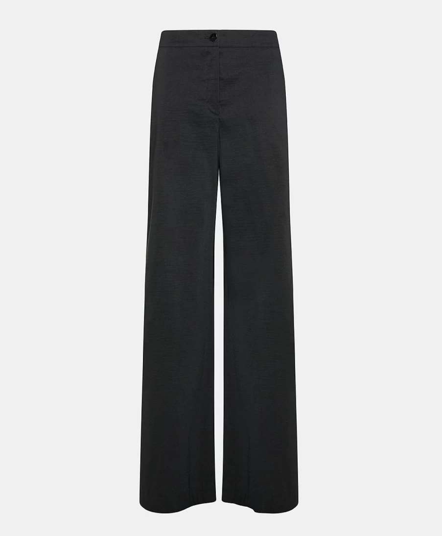 Momoni Women's Black Cotton Linen Candeo Pant
