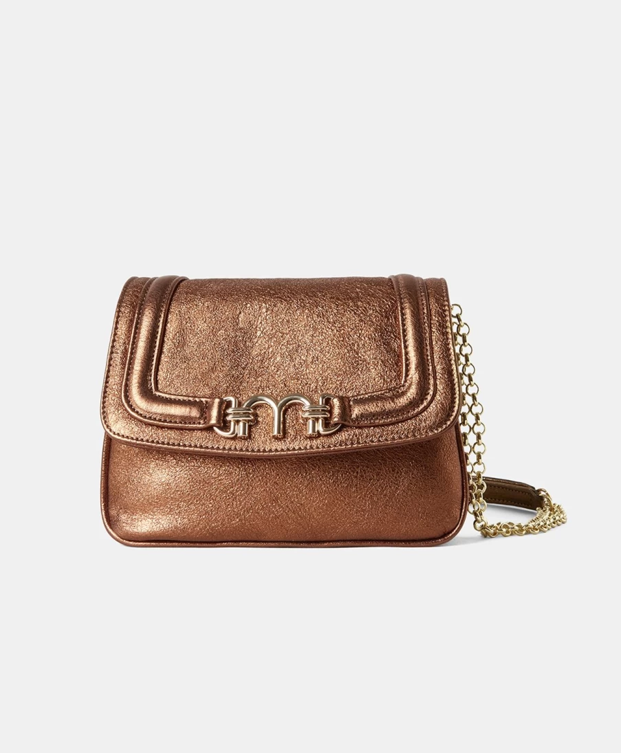 Momoni Women's Mimi Flore Laminated Leather Handbag in Bronze