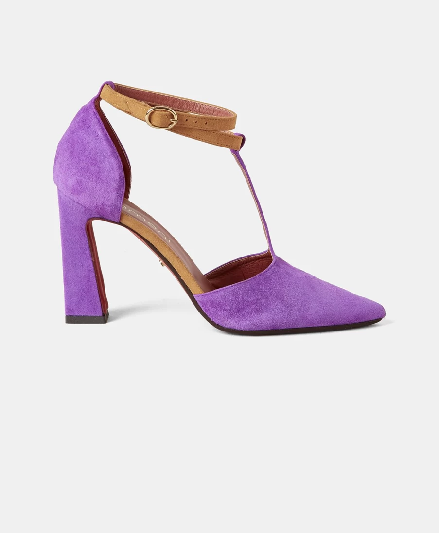 Momoni Women's Josselin Violet Suede Slingback Decollete' Pumps