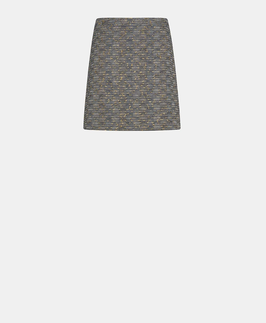 Momoni Women's Blue and Gold Basketweave Sirene Skirt with Coupe Detail