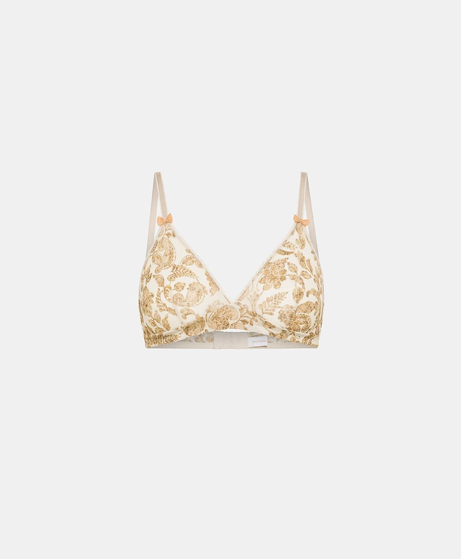 Momoni Women's Tutu Bra - Printed Nylon Lingerie in Cream & Multicolor