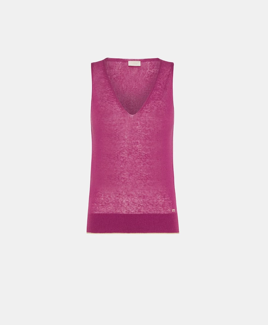 Momoni Women's Graziosa Linen Knitwear - Cyclamen Pink Pullover Sweater
