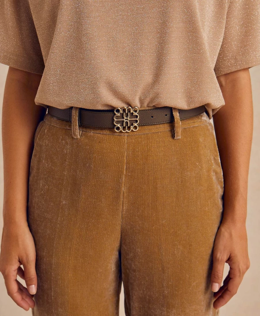 Momoni Women's Army Green Leather Bienvenu Belt - Stylish Genuine Leather Accessory