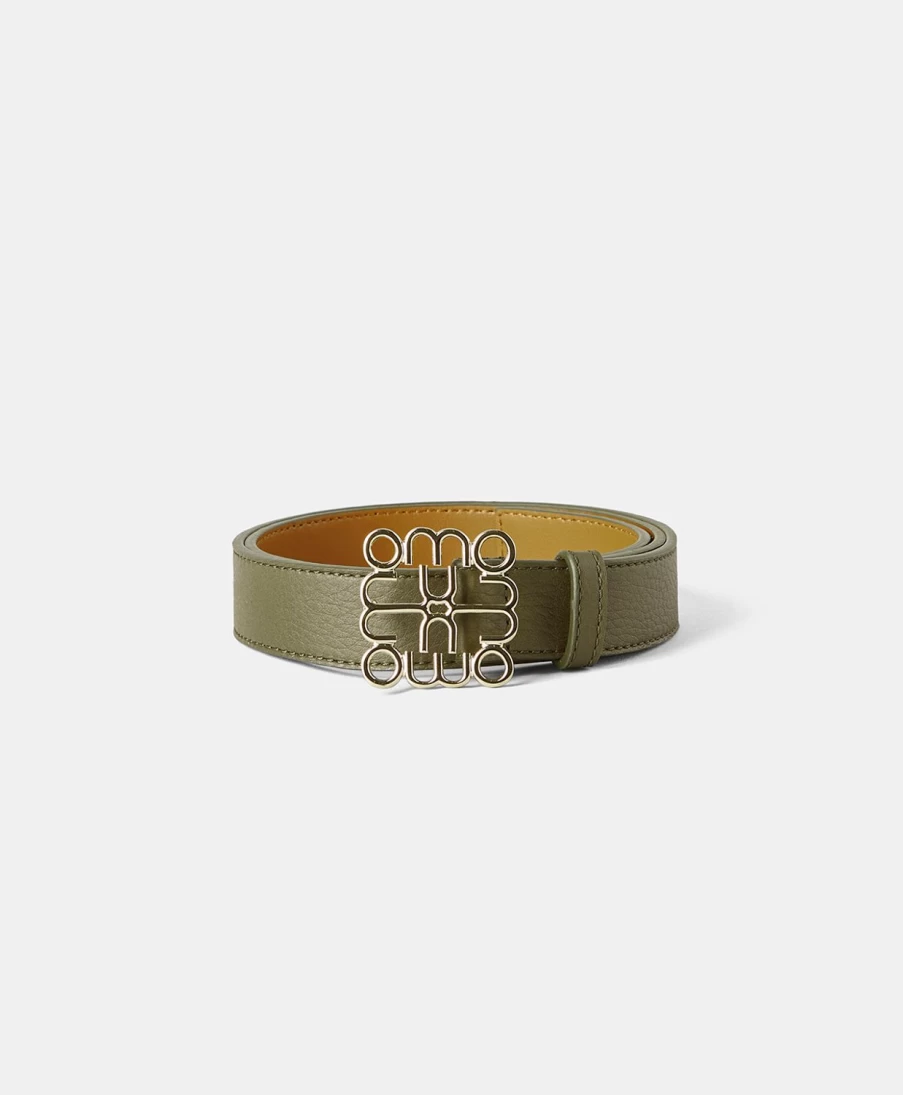 Momoni Women's Army Green Leather Bienvenu Belt - Stylish Genuine Leather Accessory