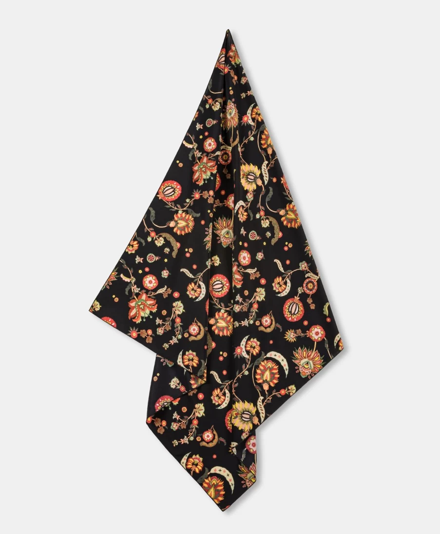 Momoni Women's Multicolor Black Printed Crepe de Chine Foulard Scarf