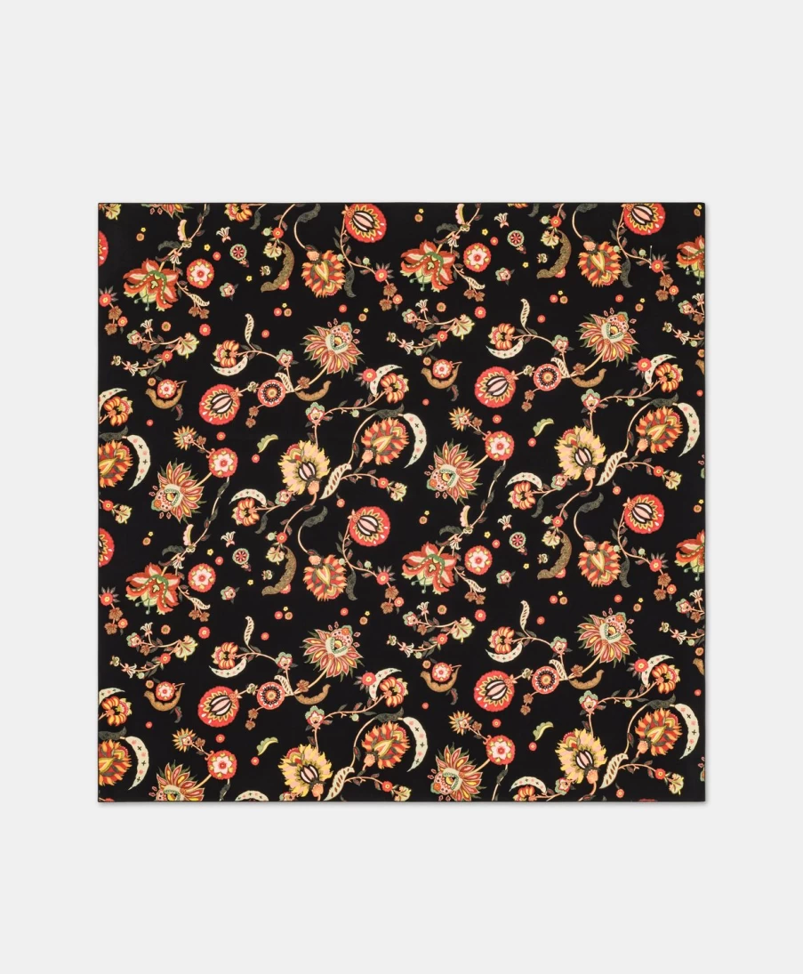 Momoni Women's Multicolor Black Printed Crepe de Chine Foulard Scarf