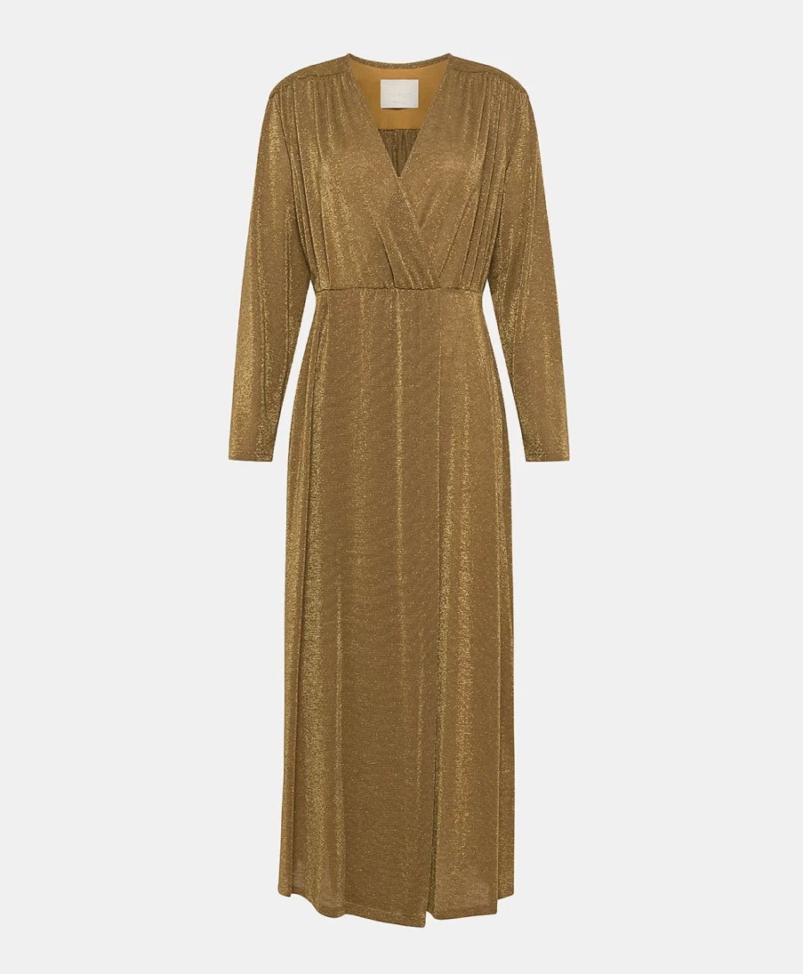 Momoni Women's Flavie Lurex Jersey Dress in Cigar Brown - Elegant & Stylish