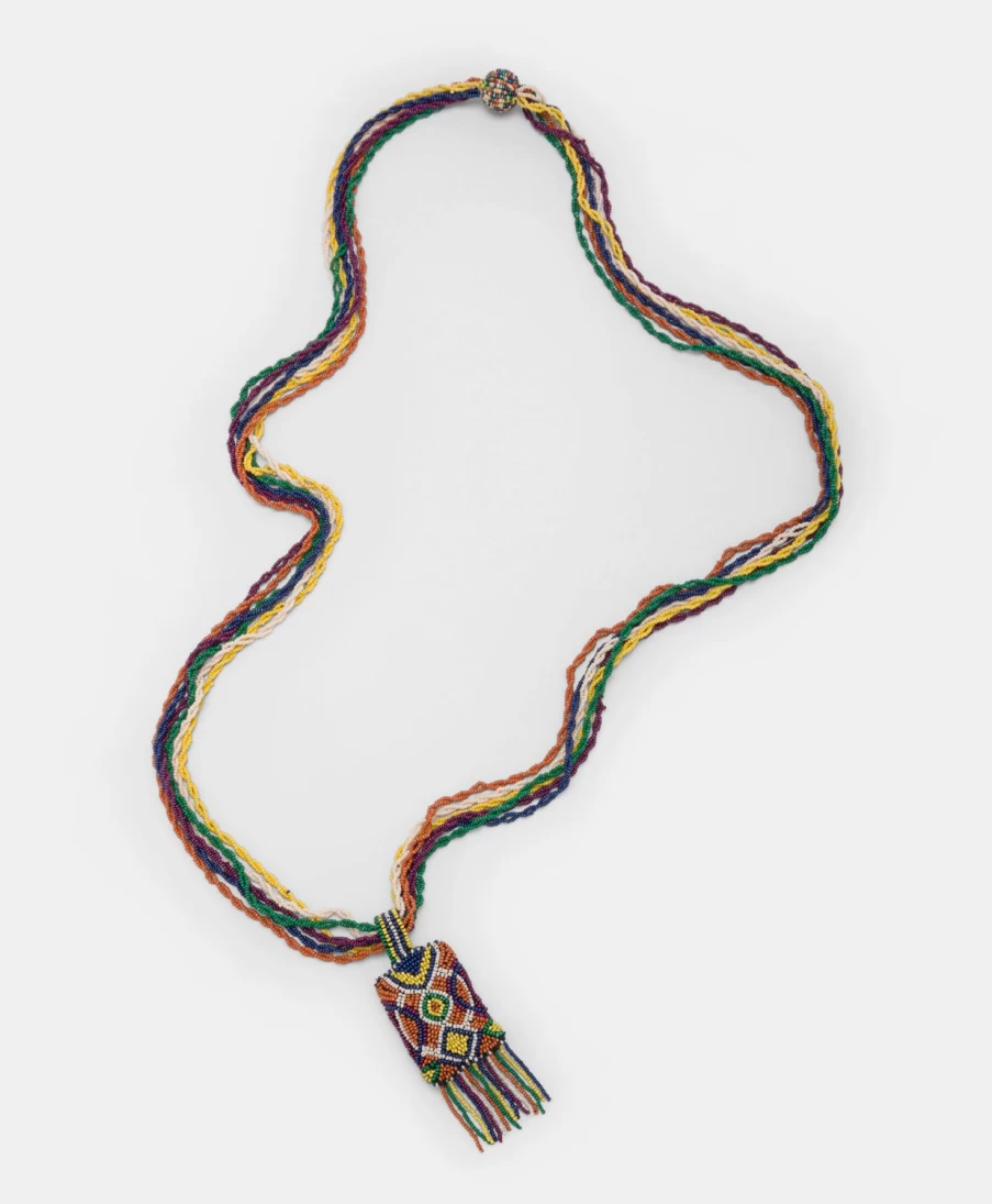 Momoni Women's Green and Multicolor Beaded Vidrier Necklace - Handmade Boho Chic Jewelry