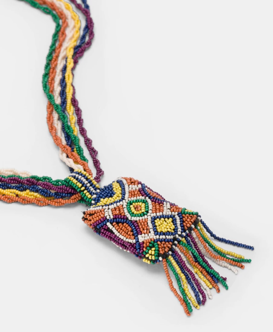 Momoni Women's Green and Multicolor Beaded Vidrier Necklace - Handmade Boho Chic Jewelry