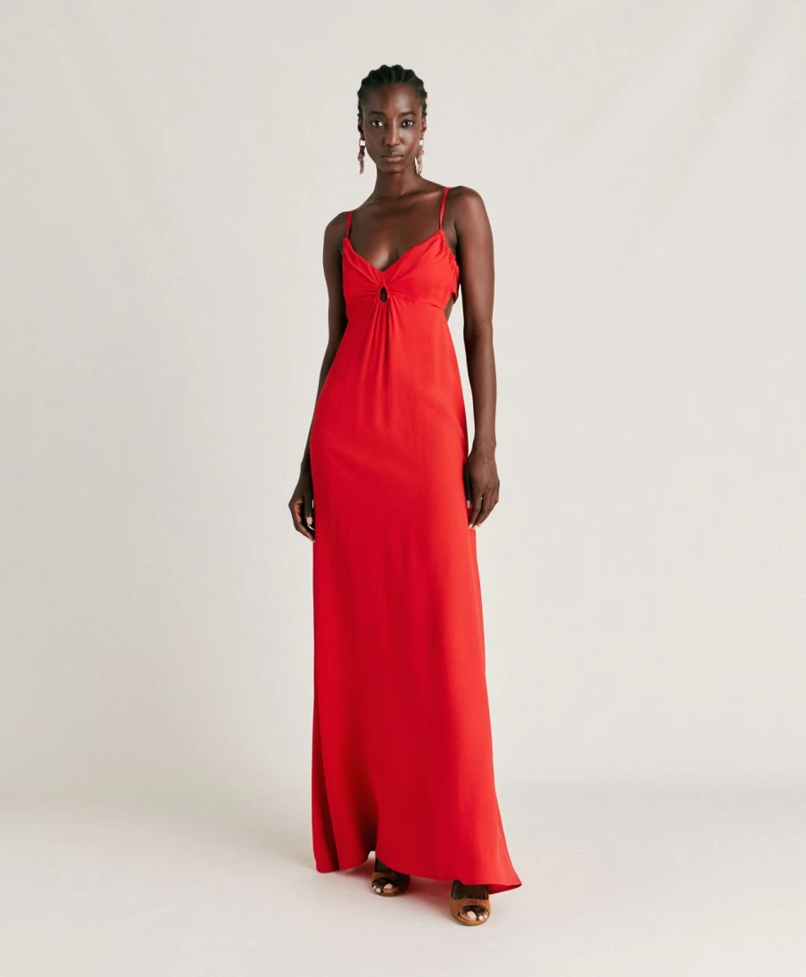 Momoni Women's Jolie Dress - Plain Acetate Silk in Azalea