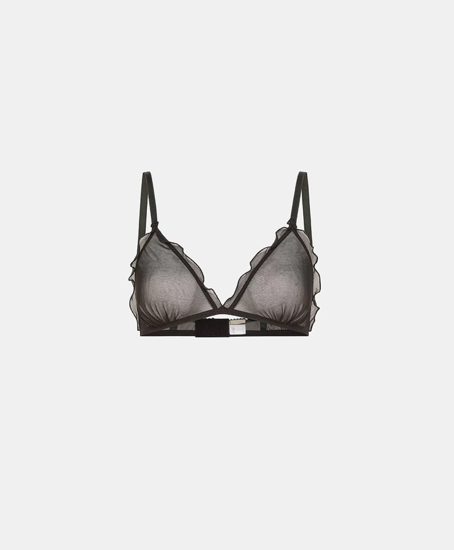 Momoni Women's Vipera Bra - Soft Tulle Lingerie in Black