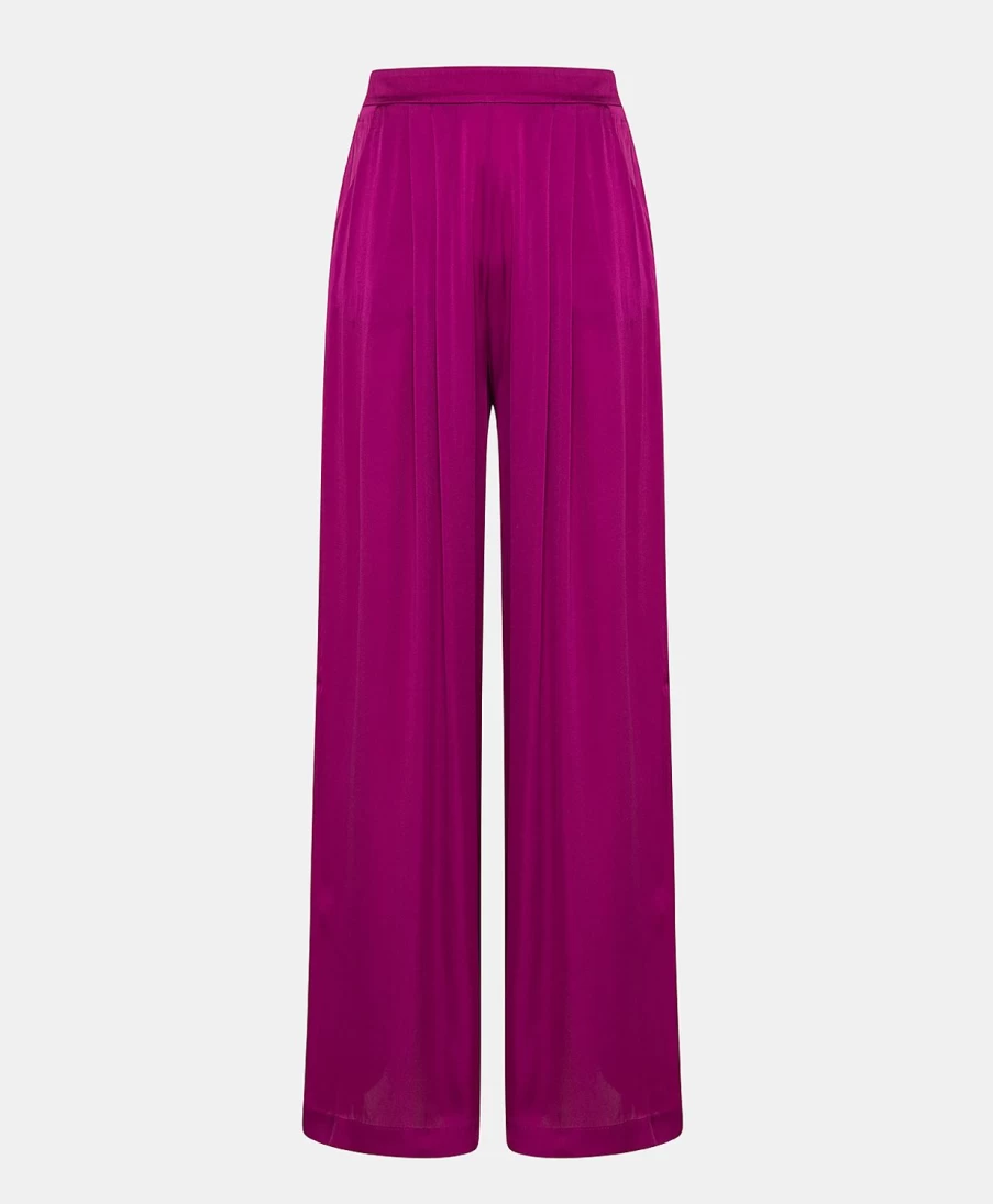 Momoni Women's Patrice Bis Pant - Plain Silk Cyclamen Elegant Trousers